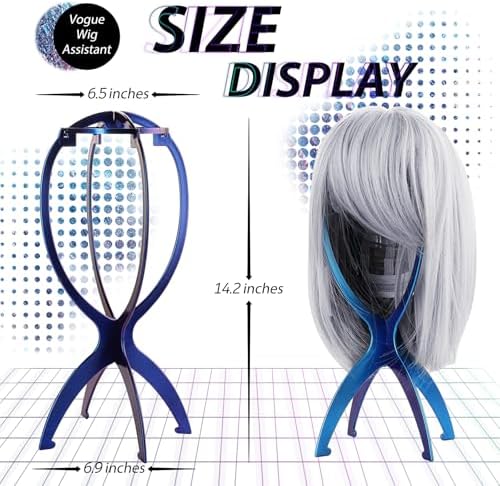 Dreamlover Wig Stand, Collapsible Wig Head, 3 Pack, Blue, Green, Purple - Image 2