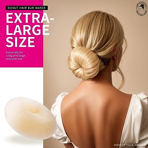 Teenitor Donut Bun Maker Set - Hair Bun Ring with 5 Bands, 20 Bobby Pins & 7 Chignons (2 Small, 2 Medium, 1 Large, 1 Extra-Large) for Hairstyles in Beige - Image 5