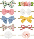 BQUBO Baby Girl Bows and Headbands Soft Nylon Hairbands Elastics Handmade Girls Flower Hair Accessories for Newborn Infant Toddlers Kids 10 Pack by DRESHOW