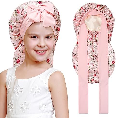 AWAYTR Kids Bonnets for Girls - Satin Long Hair Braid Bonnet for Sleeping by AWAYTR