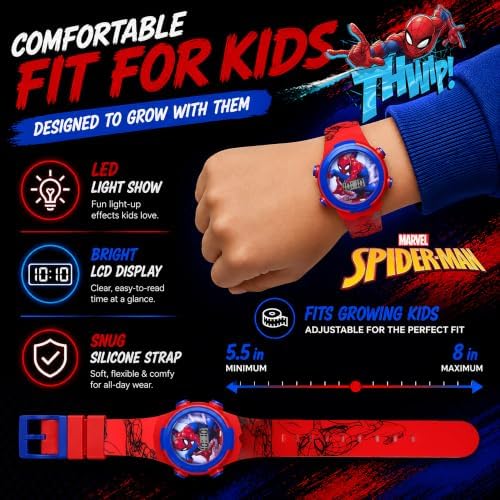 Marvel Spider-Man Kids Watches – Digital Display, Interactive Features, Adjustable Strap, Vibrant Spider-Man Graphics, Durable for Active Kids - Image 5
