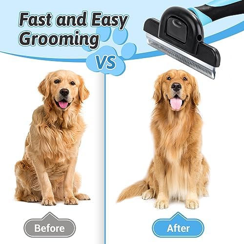 MIU COLOR Long Hair Pet Grooming Brush for Medium & Large Dogs & Cats,Blue - Image 4