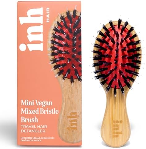 INH Mini Boar Bristle Hair Brush | Travel Size Detangling Paddle Brush by InsertNameHere