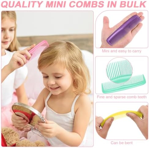 HOFASON 28 Pcs Bulk Mini Wet Hair Brush Travel Combs Set, Kids Girls Women Operation Bulk Christmas Child Item Gifts, Bridesmaid Gifts Spa Party Supplies, Easter Basket Stuffers, 14 Brush 14 Combs - Image 4