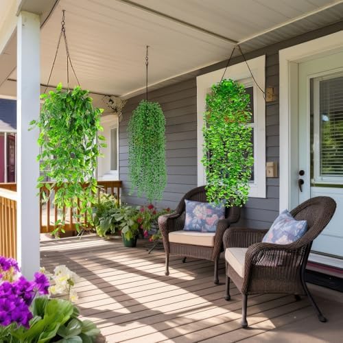 Daifunli 24 Pcs Artificial Hanging Plants Fake Hanging Ferns Plastic Fake Plants for Wall Room Garden Garland Indoor Outdoor Decor No Basket (Eucalyptus,Mandala,String of Pearls,Pea) - Image 3