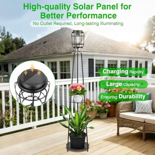 TOWPONICS 52.4" Solar Floor Lamp with Plant Stand, 2-in-1 Outdoor Planter - Image 5