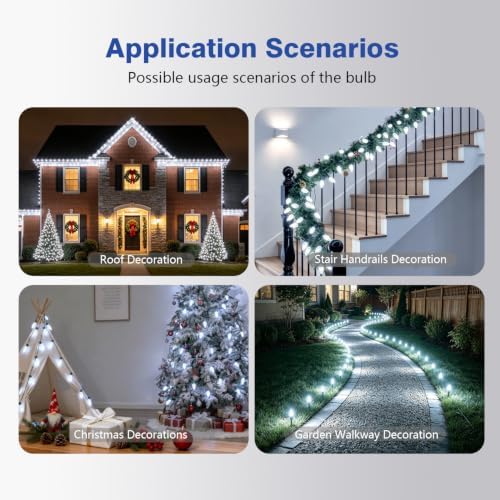 C9 LED Christmas Lights Outdoor Replacement Bulbs Cool White 6500K 50 Pack - Image 7
