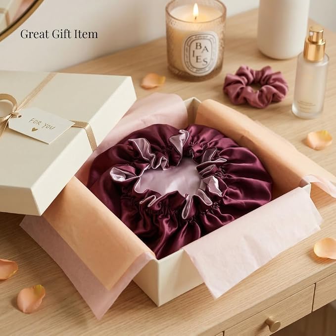 Silk Satin Hair Bonnet for Sleeping Reversible - Image 4