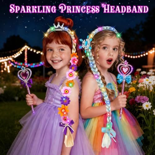Light Up Princess Braided Wigs， Princess Accessories Wig Headbands for Girl - Image 2