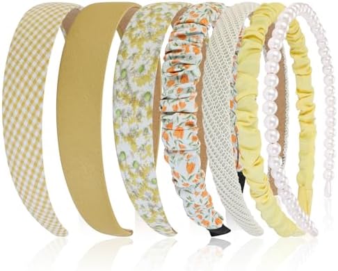 7 Pcs Headbands for Women Girls, Non Slip Cute Pearl Floral Padded Vintage Wide Fashion Multi-style Headbands for Girls by Unknown