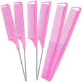 Patelai 6 Pcs Parting Combs Set Rat Tail Combs for Braiding, Hot Pink by Patelai