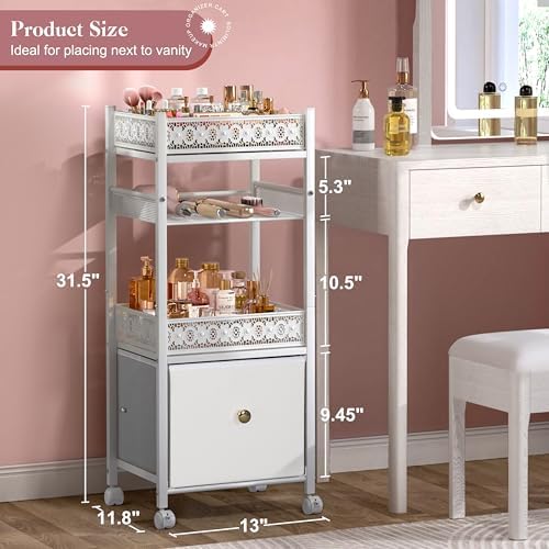 Makeup Organizer, Large Skincare Organizers, Make Up Organizers for Vanity, Makeup Storage Cosmetic Organizer with Drawer, Bathroom Vanity Organizer Makeup Holder Cart for Skin Care Hair Tool Beauty - Image 6