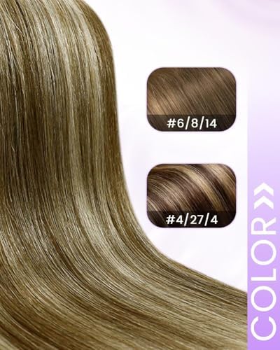 LaaVoo 135g Real Hair Extensions Clip in Human Hair Matte Dark Light Brown - Image 5
