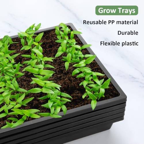 RooTrimmer 1020 Flat Seed Starter Trays 10 Pack, Plastic Nursery Pots Trays & Seeds Potting Plants Tray, Durable Carrying Seedling Starting Tray for Planting (Black) - Image 5