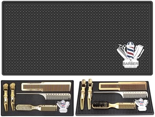 Barber Mat for Clippers Non-Slip Thickened Silicone Non-Slip Mat | Barber Shop Home Counter Workstation Organizer Mat for Scissors, Trimmers, Clippers, Hair Cards, Combs, Razors, etc (12 * 6 Inch) by WelcometoBarberTop