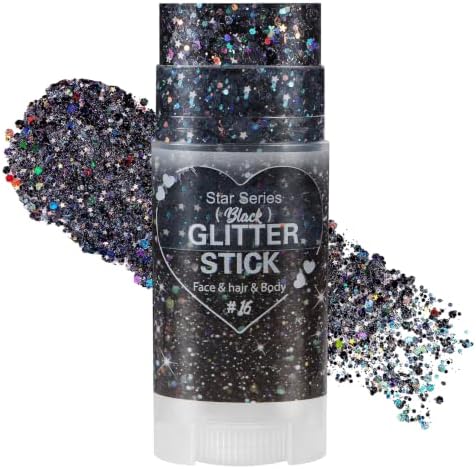 Mysense Black Body Glitter Stick,Halloween Face Hair Glitter for Women Kids by Mysense