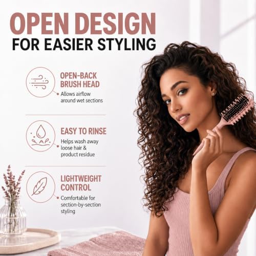 Curly Hair Brush Candybrush Curl Defining Brush for Detangling Shaping and Defining Curls for Women, Men, Wet & Dry Hair (Matte Pink) - Image 6