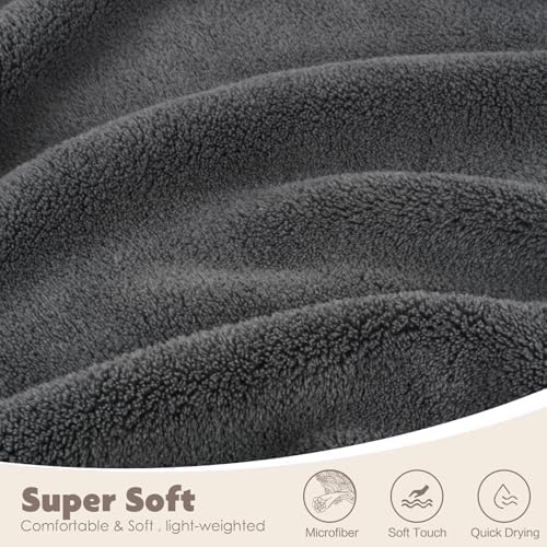 SUNLAND Microfiber Bath Towel Wrap & Hair Drying Towel Set, Dgrey, 32x60In - Image 4