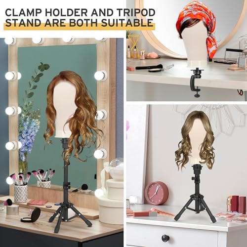Klvied Desktop Wig Stand Set, Adjustable 15.4- 22.4 in - Image 2