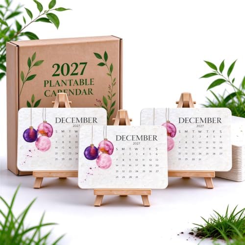 2027 Plantable Seed Calendar with Stand, Eco Wildflower Desk Planner Gift by CRAFFBASE