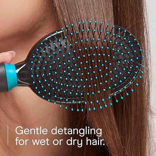 Conair Hair Brush, Detangling, Metal Bristles, Cushion Base, Teal - Image 4
