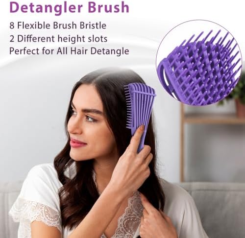 BRUSHZOO Hair Brush Set for Women All Hair Detangling Styling, Purple - Image 3
