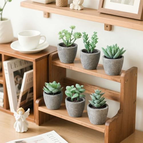DomeStar Set of 6 Artificial Green Succulent Plants Potted - Image 2