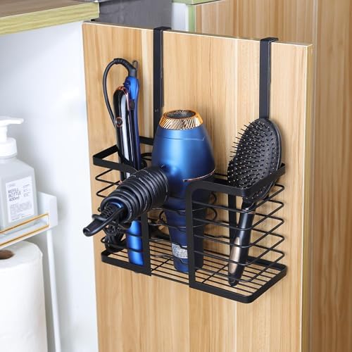 YIGII Hair Dryer Holder - Hair Tool Organizer 3-in-1 Blow Dryer Holder Adjustable Height, Bathroom Organizer Wall Mounted/Cabinet Door for Flat/Curling Irons, Hair Straighteners by YIGII