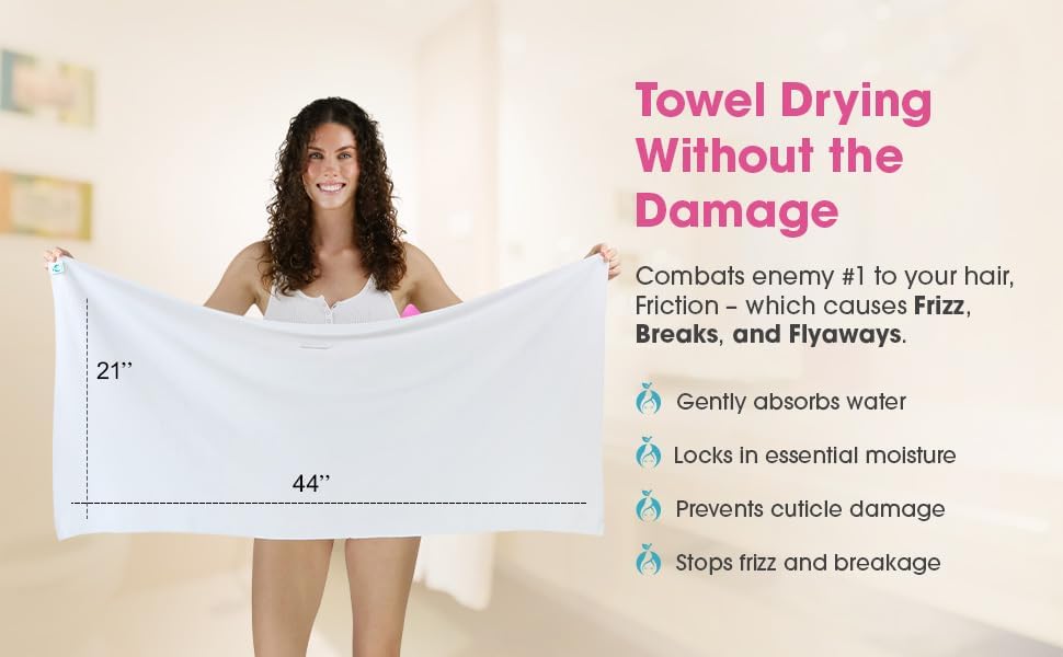 Hair RePear 21" x 44" Cotton Hair Towel for Wet Hair, Anti-Frizz - Image 6