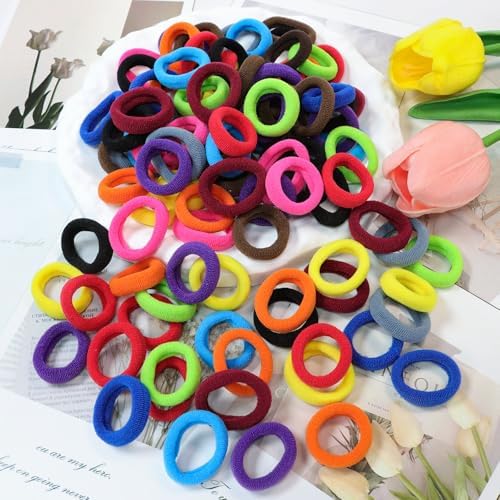120 Pcs Baby Hair Ties, Cotton Toddler Hair Ties for Girls and Kids, Multicolor Small Seamless Hair Bands Elastic Ponytail Holders,Bright Color - Image 5
