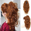 Flufymooz Ponytail Extension - 18 Inch Wavy Curly Claw Clip in Ponytail Hair Extensions, Natural Fake Synthetic Hairpiece for Women (Dark Cooper Red) by Flufymooz