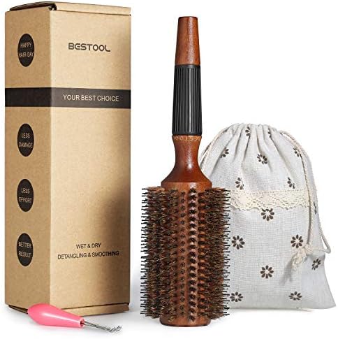 BESTOOL Round Hair Brush for Women or Men, Boar Bristle Large Round Hairbrush for Quick Blowout, Add Shine/Volume, Minimize Damage (2.8 Inch) by BESTOOL