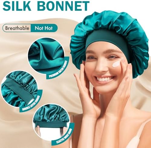 Satin Silk Bonnet for Hair, Double Layer Sleep Cap for Men & Women - Image 3