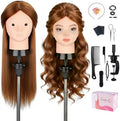 Mannequin Head with 80% Human Hair, TopDirect 24" Brown Makeup Real Hair by TopDirect