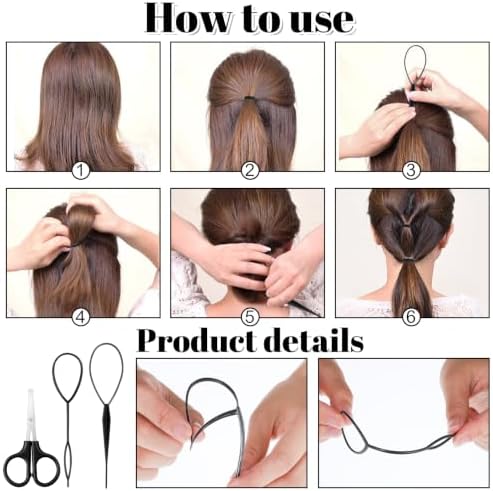 1000 Black Hair Rubber Bands with 10 Styling Tools, Small Elastic Ties - Image 3
