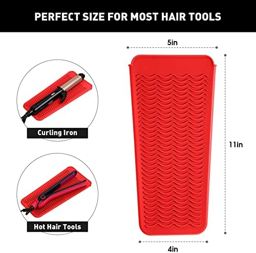 ZAXOP Heat Resistant Silicone Mat Pouch for Curling Irons & Flat Irons, 2-in-1 Travel Case & Cooling Pad for Hot Tools, Anti-Slip Countertop Protector, Pack Instantly Without Waiting to Cool (Red) - Image 2