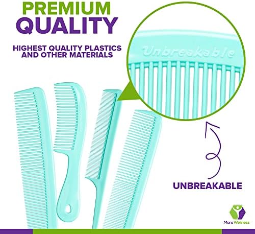 Mars Wellness 4 Piece Professional Green Comb Set for Women, Men -USA MADE - Image 2