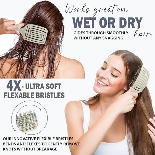 Fiora Naturals Detangler Brush for Wet and Dry Hair, Soft Detangling Brush - Image 3