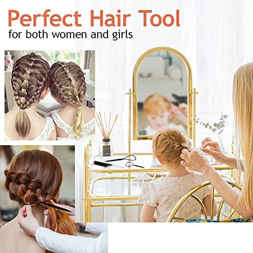 TsMADDTs 3Pack Hair Styling Tools Set with French Braid Loop, Rat Tail Comb, and Metal Pin Tail Braiding Comb, Black - Image 5