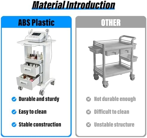Medical Trolley Cart Mobile with Drawers, Hospital Ultrasound Cart with 4 Silent Swivel Wheels, Portable Medical Trolley Carts, 225 LBS Load, for Beauty, Salon, Clinic and Lab - Image 3