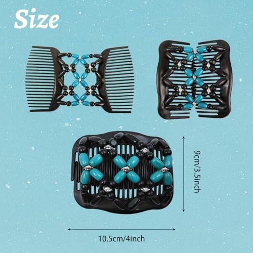 5 Pieces Stretchy Magic Hair Comb Adjustable Elastic Comb Hair Clip for Women Girls No Crease Hair Pins Vintage Hair Bun Maker Hair Accessories for Curly Thick Wavy Hair Ponytail - Image 2