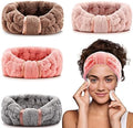4 Pack Microfiber Towel Headbands for Washing Face, Spa & Skincare for Women (Coffee, Flesh Pink, Grey, Bright Red) by IAXSEE