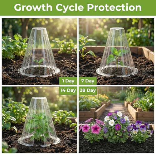 Cloches for Plants, 20pcs Transparent Plant Covers, Reusable Plant Protectors from Animals Plant Bell Cover Freeze Protection, Garden Cloches from Birds, Slugs, Frost, Freeze Weather - Image 4
