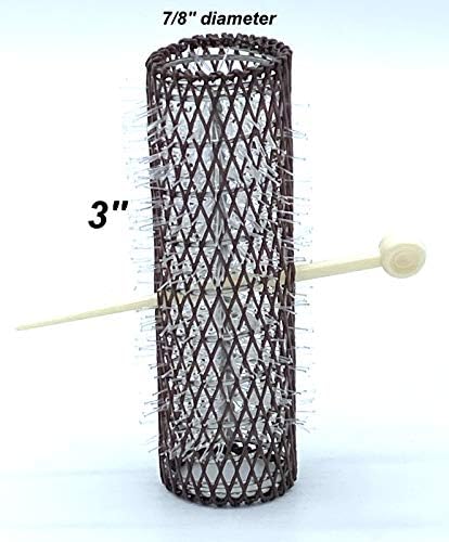 12 pc Vintage Style Hair Rollers BRUSH ROLLERS & 12 PINS - Mesh Hair Curlers with Bristles 3"x 7/8" (12 Large Rollers & Pins) - Image 3
