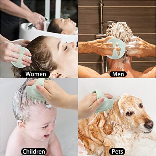 Hair Scalp Massager Shampoo Brush Silicone Scalp Scrubber Head Scrubber Exfoliating Brush - Green - Image 6