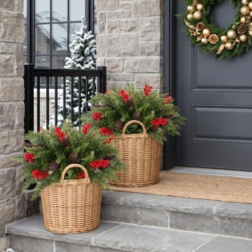 Daynight 6 Bundles Artificial Cedar Pine Stems for Outdoor Christmas Decor - Image 7