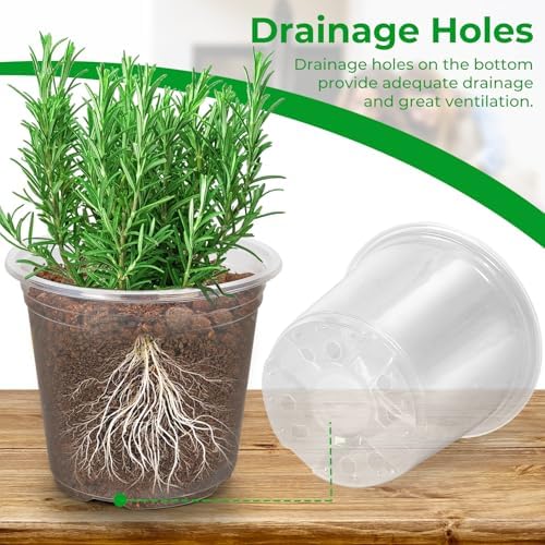 FUIJOL 6/8/10/12 Inch 16 Pack Large Clear Nursery Pots with Drainage - Image 3