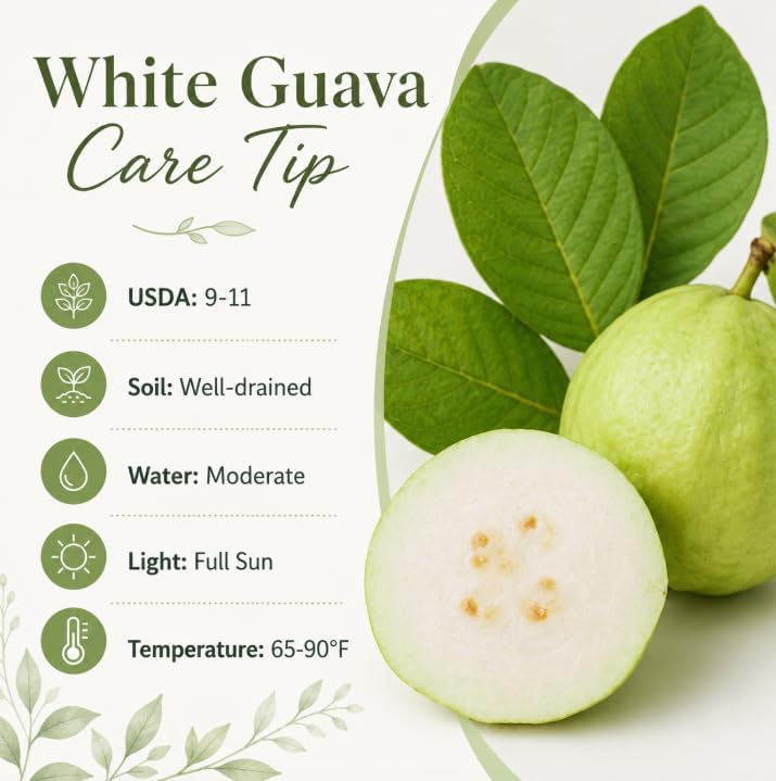 White Guava Tree Live Plant 4-6 Inch Tall, Sweet Guava Plant, Tropical Fruit Tree with Fragrant White Flowers for Outdoor Garden in 4 Inch Pot - Image 6