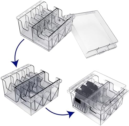 Clipper Blade Holder Organizer with Lid, Clipper Guard Comb Holder for 8 Blades Plastic Storage Case Rack - Image 3