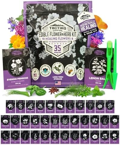 Tactiko Edible Flowers & Popular Herb Seed Kit by TactikoSurvival